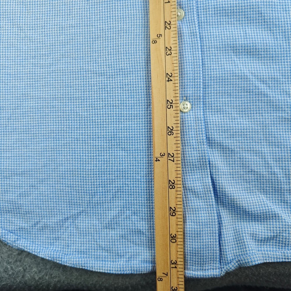 Polo Ralph Lauren Knit Houndstooth Shirt Mens XL Blue White Button Up Cotton - Picture 6 of 9